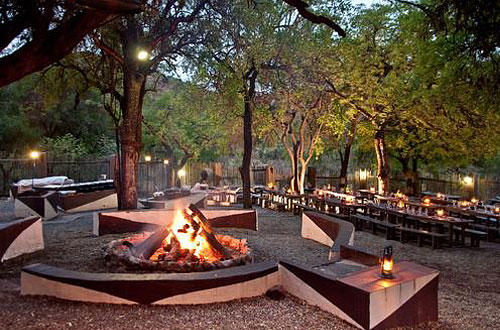 Kwa Maritane Bush Lodge Boma Fire Outside Dining Accommodation Bookings Pilanesberg Game Park Safari Accommodation